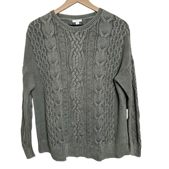 J. Jill Womens Medium Olive Green Mixed Knit Pullover Sweater Cotton Preppy Soft - Picture 1 of 10